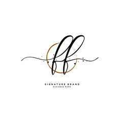 F FF Initial letter handwriting and  signature logo.