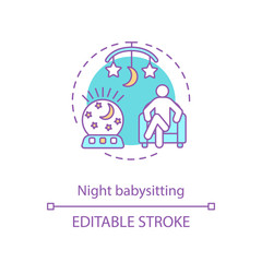 Night, evening babysitting concept icon
