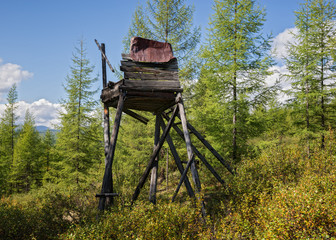 The destroyed watchtower of the Stalin camp on the river Hadatkanda