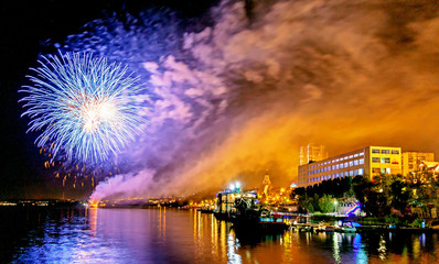 Fireworks on the day of the city in Samara.