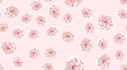 Watercolor Roses, Floral Seamless Pattern.