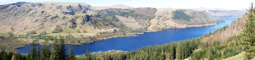 Fototapeta na wymiar Thirlmere reservoir in the Borough of Allerdale in Cumbria and the English Lake District from Helvellyn