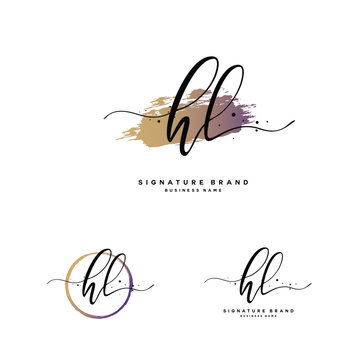 H L HL Initial letter handwriting and  signature logo.