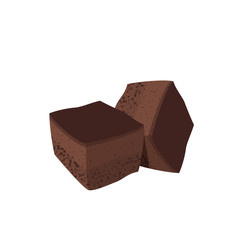 Cubic portions of brownie. Vector illustration cartoon flat icon isolated on white.