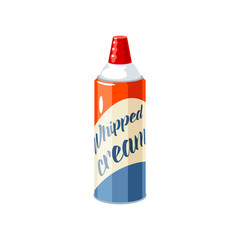 Whipped cream aerosol can. Vector illustration cartoon flat icon isolated on white.