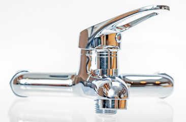 Chrome bathroom faucet.