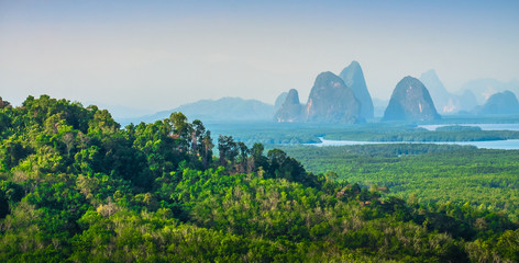 Sea and mountains in southern Thailand