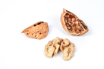 Dry Walnut isolated on white background,Food for health.