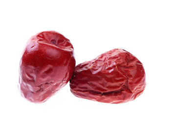 Red on a white background