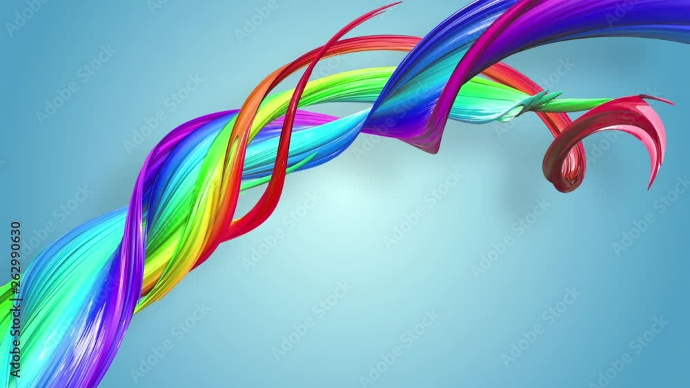 Poster abstract seamless background with multicolored ribbons. rainbow stripes are moving in a circle and t