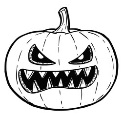 Cartoon Illustration or Drawing of Crazy Halloween Pumpkin