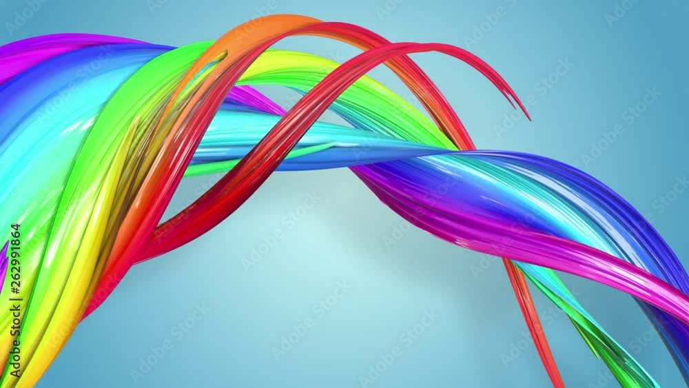 Poster abstract seamless background with multicolored ribbons. rainbow stripes are moving in a circle and t