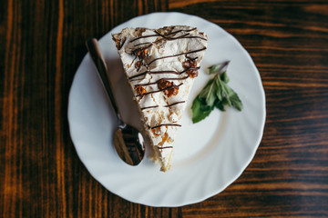 slices of chopped cake at the restaurant's showcase