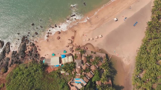 Aerial drone view Cola beach in the state of GOA in India.