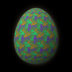 Happy Easter - Frohe Ostern, Artfully designed and colorful easter egg, 3D illustration on black background