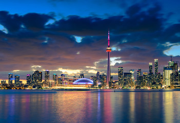 Toronto city skyline at night, Ontario, Canada