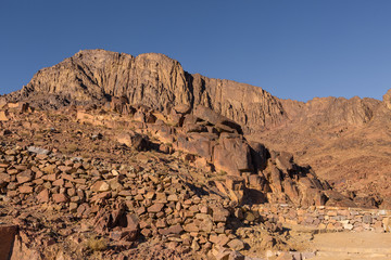 Amazing Sunrise at Sinai Mountain, Beautiful dawn in Egypt, Beautiful view from the mountain	