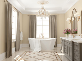 3d rendering of  classic luxury bathroom