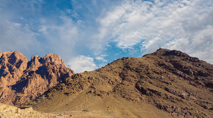Amazing Sunrise at Sinai Mountain, Beautiful dawn in Egypt, Beautiful view from the mountain	