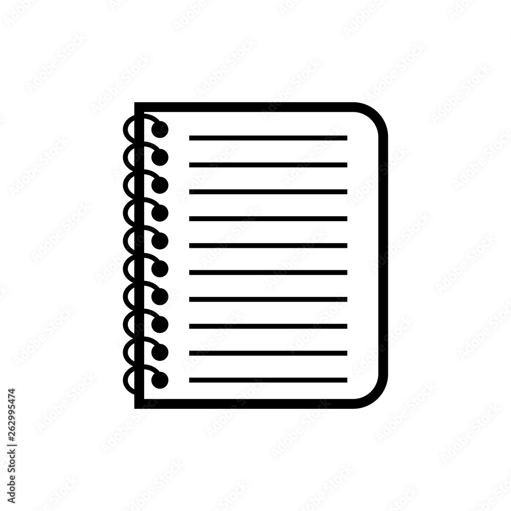 Aufkleber vector image of an isolated, linear notepad icon. design a flat black black notebook icon