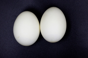 preserved duck eggs .isolated on black background.