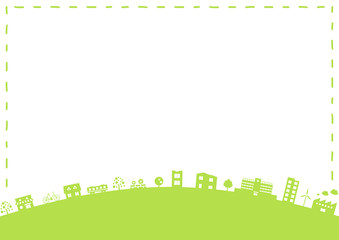 ステッチフレーム　街並み　イラスト