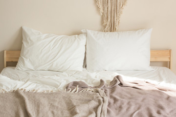 White pillows on the bed