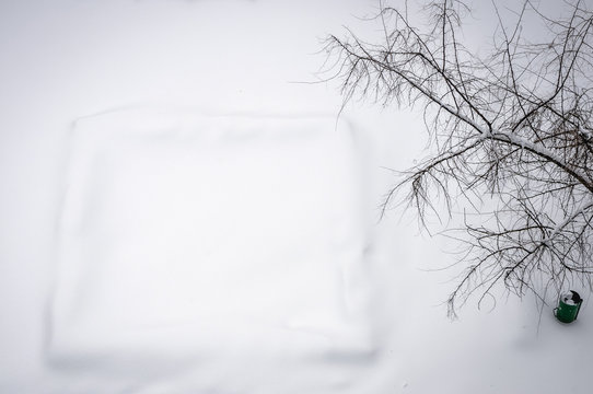 Sandbox Covered With Snow In Warsaw City, Poland