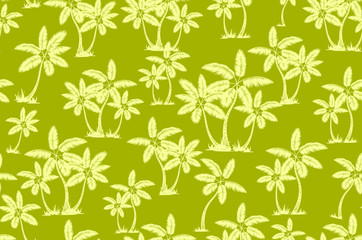 Seamless tropical palms pattern. Summer endless hand drawn vector background of palm trees can be used for wallpaper, wrapping paper, textile printing.