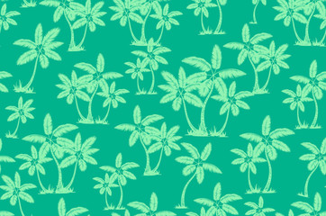 Seamless tropical palms pattern. Summer endless hand drawn vector background of palm trees can be used for wallpaper, wrapping paper, textile printing.