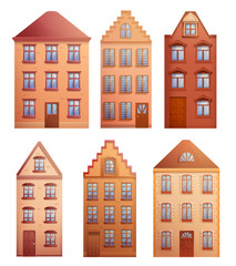 set of old houses, illustration vector