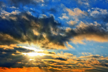 Obraz premium Colorful Sunset and big clouds .Nature background.