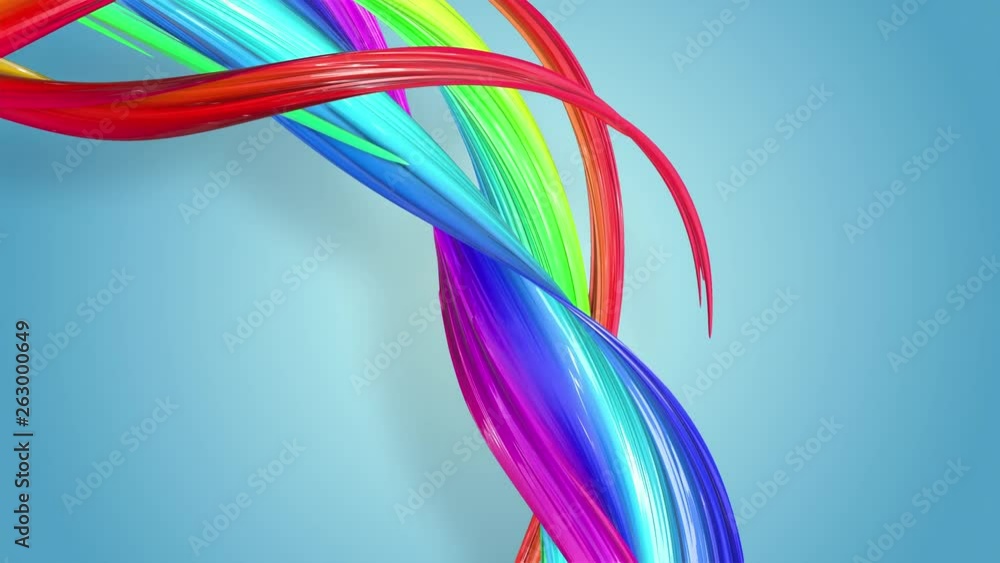 Poster abstract seamless background with multicolored ribbons. rainbow stripes are moving in a circle and t