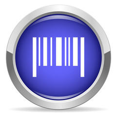 Barcode icon. Round bright blue button.