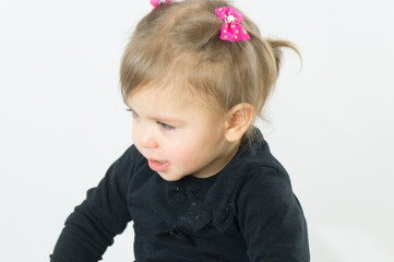 Portrait of a little girl with green eyes