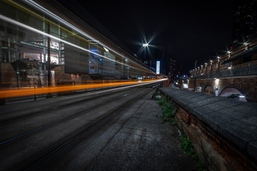Fototapeta na wymiar City Transport by night with Motion