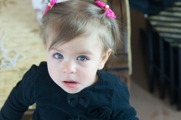 Portrait of a little girl with green eyes