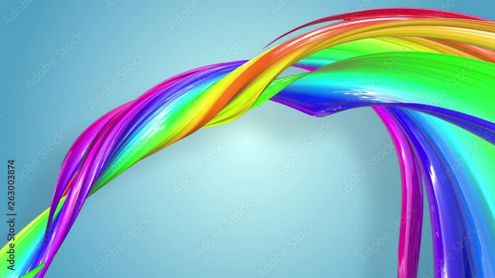 Poster abstract seamless background with multicolored ribbons. rainbow stripes are moving in a circle and t