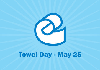 Towel Day vector. A tribute to Douglas Adams, author of The Hitchhiker's Guide To The Galaxy. Towel graphic icon on a blue background. Important day