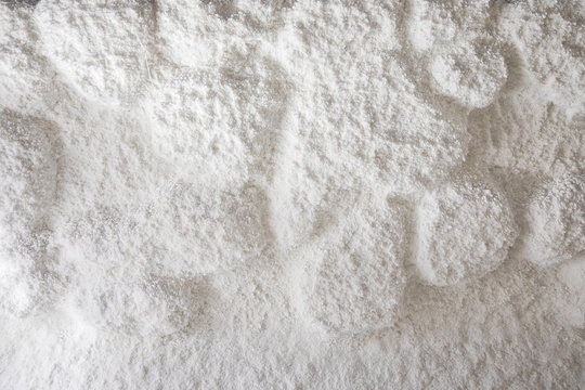 Textured Walls In Salt Cave. White Walls Decorated With Salt Crystals Inside Room For Halotherapy.