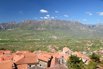 View of landscape on the Amalfi coast, between sea and mountains