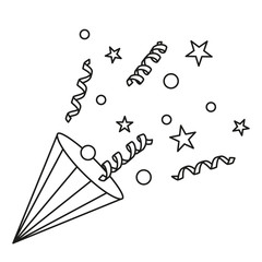 Line art black and white party popper
