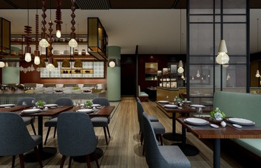 3d render of restaurant cafe