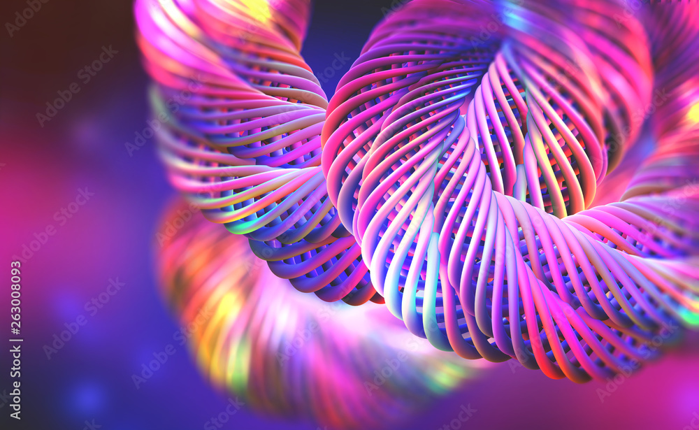 Poster abstract purple-blue background with twisted elements. 3d illustration in modern design for fresh po