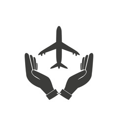 Airplane Icon in hand - vector icon