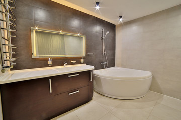 Luxury bathroom in the french style in the house. bathroom interior.
