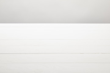 white wooden planks isolated on grey with copy space