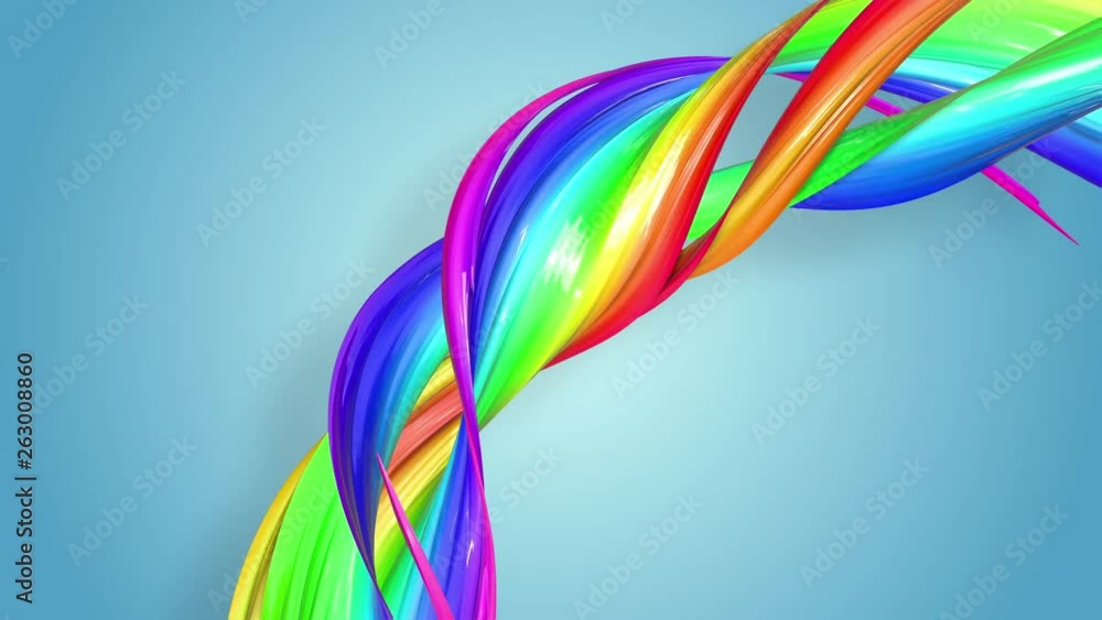 Poster abstract seamless background with multicolored ribbons. rainbow stripes are moving in a circle and t