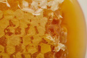 top view of delicious raw textured Honeycomb with Hexagon pattern