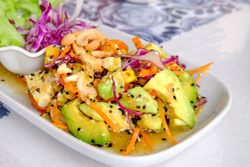 Thai food, avocado salad 